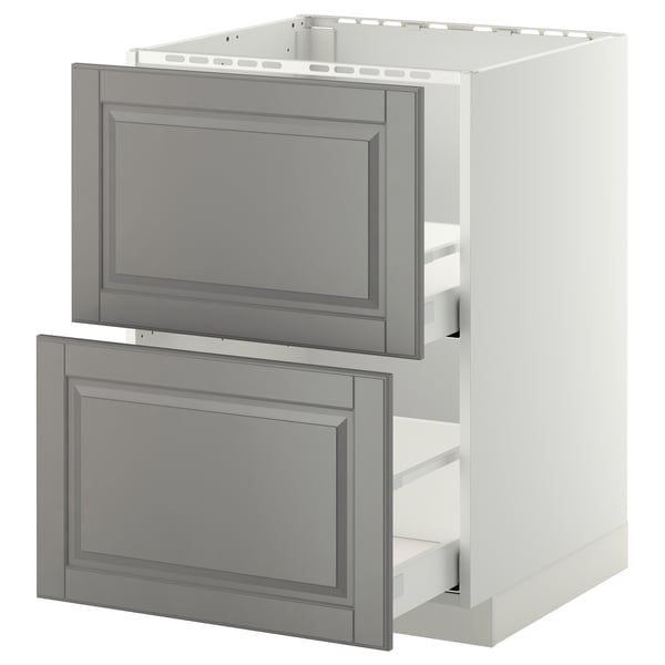 METOD / MAXIMERA - METOD / MAXIMERA Base cab f sink+2 fronts/2 drawers, white/Bodbyn grey, 60x60 cm