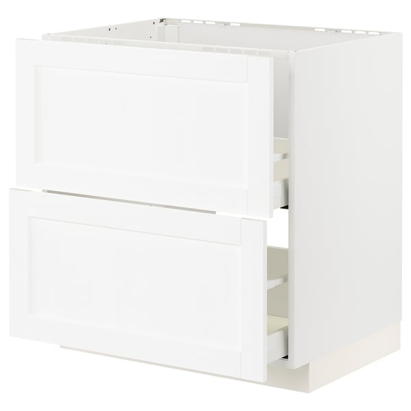 METOD / MAXIMERA base cab f sink+2 fronts/2 drawers, white Enköping/white wood effect, 80x60 cm