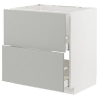 METOD / MAXIMERA - Base cab f sink+2 fronts/2 drawers, white/Havstorp light grey, 80x60 cm