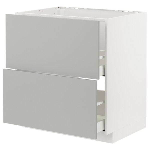 Ikea METOD / MAXIMERA - Base cab f sink+2 fronts/2 drawers, white/Havstorp light grey, 80x60 cm