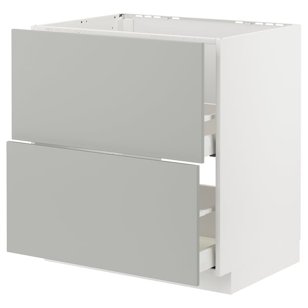 METOD / MAXIMERA - METOD / MAXIMERA Base cab f sink+2 fronts/2 drawers, white/Havstorp light grey, 80x60 cm