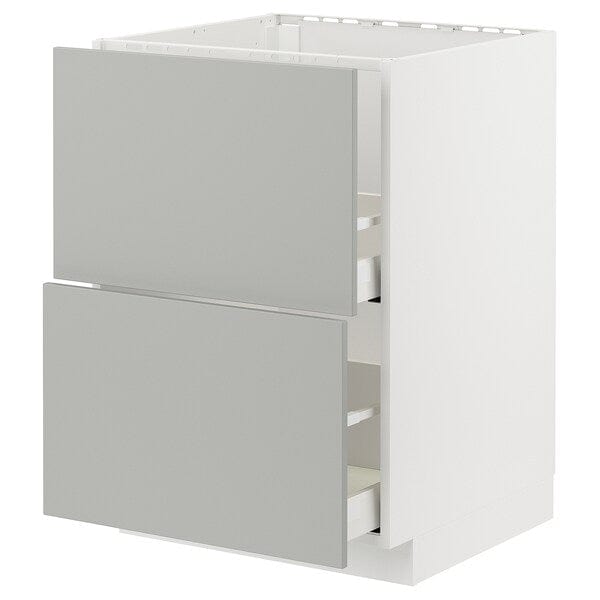 Ikea METOD / MAXIMERA - Base cab f sink+2 fronts/2 drawers, white/Havstorp light grey, 60x60 cm