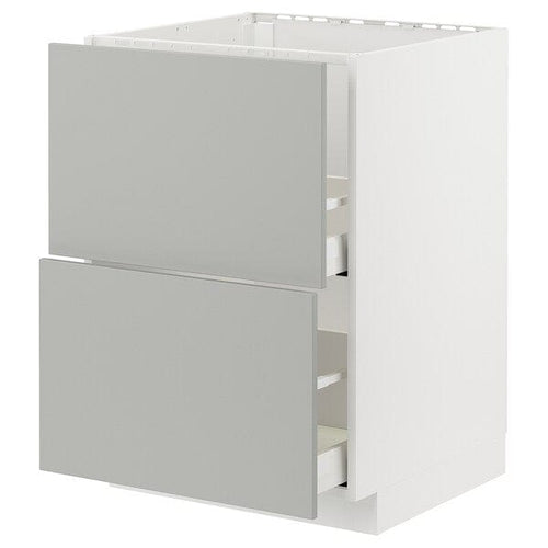 METOD / MAXIMERA - METOD / MAXIMERA Base cab f sink+2 fronts/2 drawers, white/Havstorp light grey, 60x60 cm