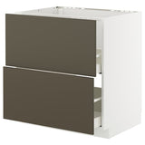METOD / MAXIMERA base cab f sink+2 fronts/2 drawers, white/Havstorp brown-beige, 80x60 cm