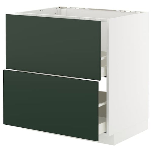 METOD / MAXIMERA - METOD / MAXIMERA Base cab f sink+2 fronts/2 drawers, white/Havstorp deep green, 80x60 cm