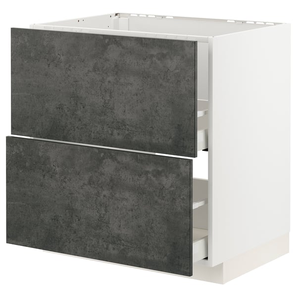 METOD / MAXIMERA - Sink cabinet/2 fronts/2 drawers , 80x60 cm