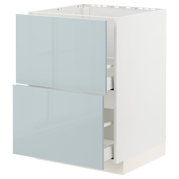 METOD / MAXIMERA - METOD / MAXIMERA Base cab f sink+2 fronts/2 drawers, white/Kallarp light grey-blue, 60x60 cm