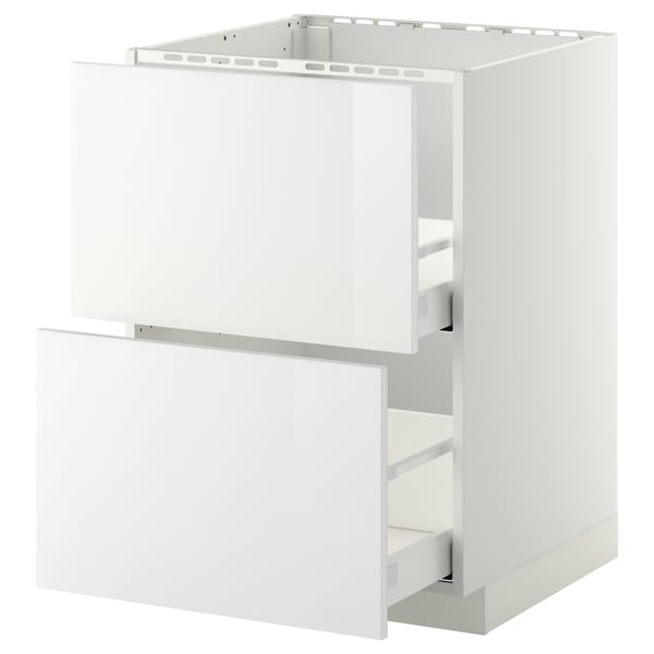 METOD / MAXIMERA base cab f sink+2 fronts/2 drawers, white/Ringhult white, 60x60 cm