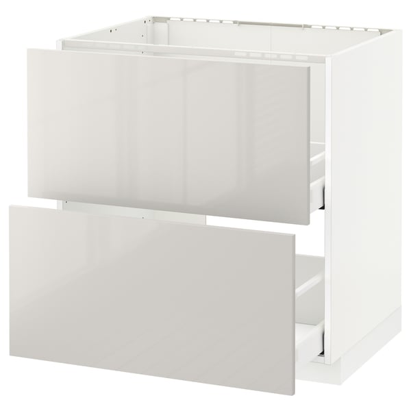 METOD / MAXIMERA - METOD / MAXIMERA Base cab f sink+2 fronts/2 drawers, white/Ringhult light grey, 80x60 cm
