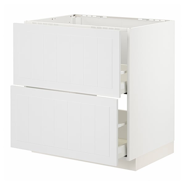 METOD / MAXIMERA base cab f sink+2 fronts/2 drawers, white/Stensund white, 80x60 cm