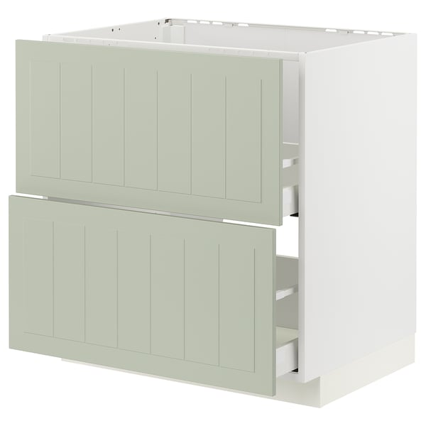METOD / MAXIMERA base cab f sink+2 fronts/2 drawers, white/Stensund light green, 80x60 cm