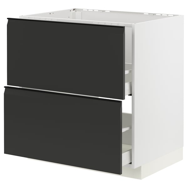 METOD / MAXIMERA base cab f sink+2 fronts/2 drawers, white/Upplöv matt anthracite, 80x60 cm