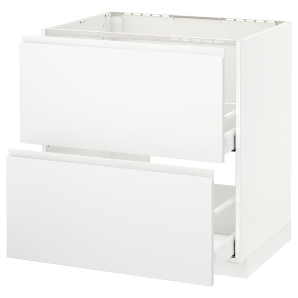 METOD / MAXIMERA base cab f sink+2 fronts/2 drawers, white/Voxtorp matt white, 80x60 cm