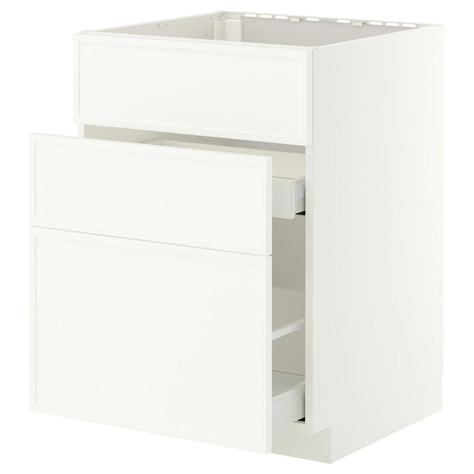 METOD / MAXIMERA base cab f sink+3 fronts/2 drawers, white/Aspudden matt white, 60x60 cm