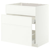 METOD / MAXIMERA base cab f sink+3 fronts/2 drawers, white/Aspudden matt white, 80x60 cm