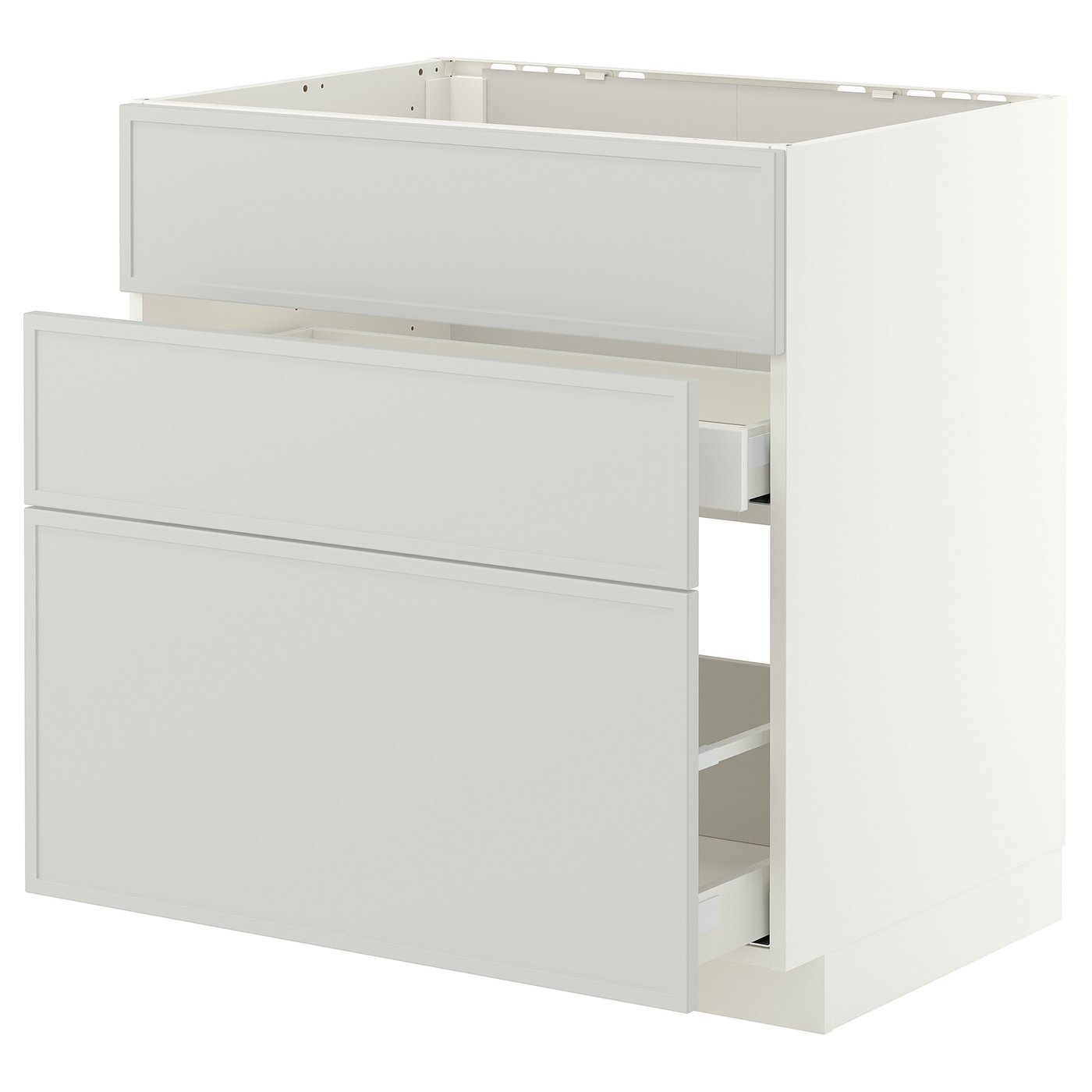 METOD / MAXIMERA base cab f sink+3 fronts/2 drawers, white/Aspudden light grey, 80x60 cm