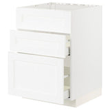METOD / MAXIMERA base cab f sink+3 fronts/2 drawers, white Enköping/white wood effect, 60x60 cm
