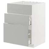 METOD / MAXIMERA base cab f sink+3 fronts/2 drawers, white/Havstorp light grey, 60x60 cm