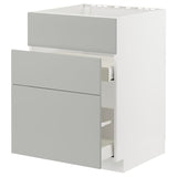 METOD / MAXIMERA base cab f sink+3 fronts/2 drawers, white/Havstorp light grey, 60x60 cm