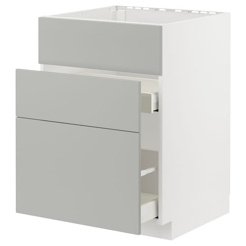 METOD / MAXIMERA - METOD / MAXIMERA Base cab f sink+3 fronts/2 drawers, white/Havstorp light grey, 60x60 cm