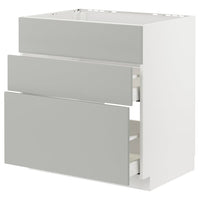 METOD / MAXIMERA - Sink cabinet/3 fronts/2 drawers, white/Havstorp light grey,80x60 cm