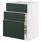 METOD / MAXIMERA base cab f sink+3 fronts/2 drawers, white/Havstorp deep green, 60x60 cm