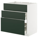 METOD / MAXIMERA base cab f sink+3 fronts/2 drawers, white/Havstorp deep green, 80x60 cm