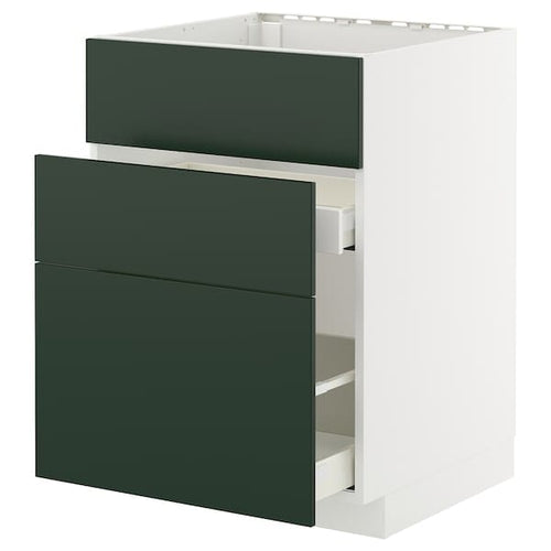 METOD / MAXIMERA - METOD / MAXIMERA Base cab f sink+3 fronts/2 drawers, white/Havstorp deep green, 60x60 cm