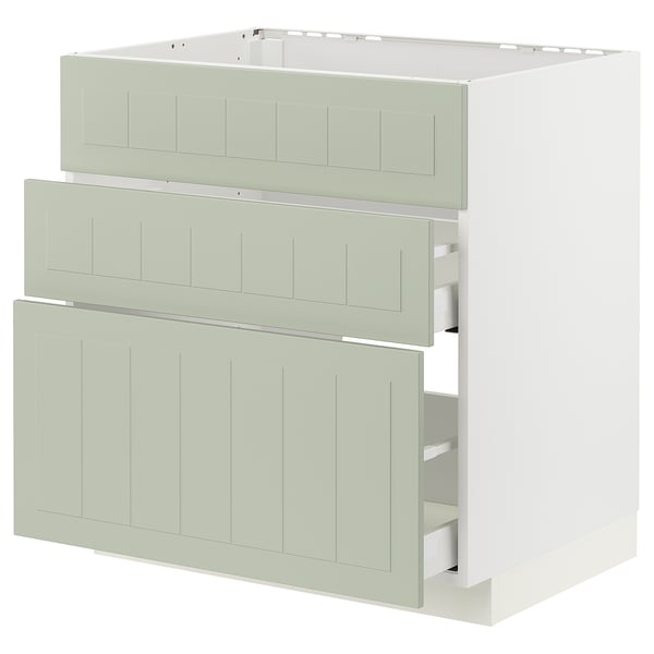 METOD / MAXIMERA base cab f sink+3 fronts/2 drawers, white/Stensund light green, 80x60 cm
