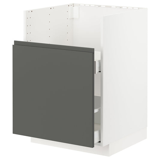 METOD / MAXIMERA bc f BREDSJÖN snk/1 frnt/2 drws, white/Voxtorp dark grey, 60x60 cm