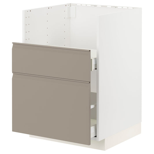 METOD / MAXIMERA bc f BREDSJÖN sink/2 fronts/2 drws, white/Upplöv matt dark beige, 60x60 cm