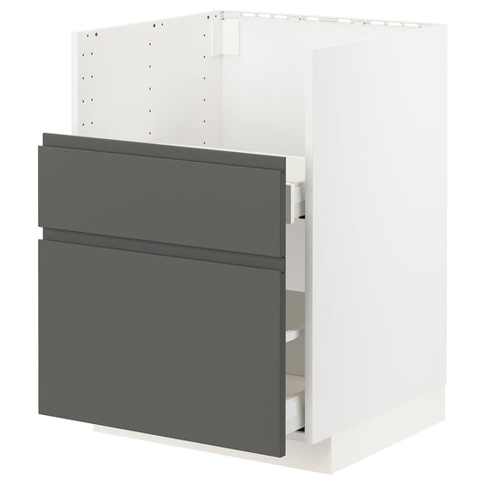 METOD / MAXIMERA bc f BREDSJÖN sink/2 fronts/2 drws, white/Voxtorp dark grey, 60x60 cm