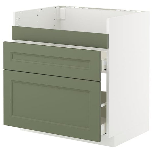 Ikea METOD / MAXIMERA - HAVSEN/3front/2cass sink cabinet, white/Axstad gray-green,80x60 cm