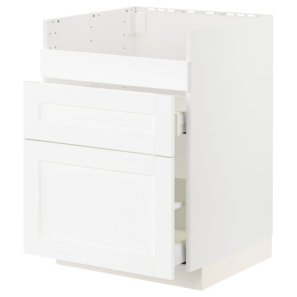 METOD / MAXIMERA - METOD / MAXIMERA Base cb f HAVSEN snk/3 frnts/2 drws, white Enköping/white wood effect, 60x60 cm