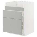 METOD / MAXIMERA base cb f HAVSEN snk/3 frnts/2 drws, white/Havstorp light grey, 60x60 cm