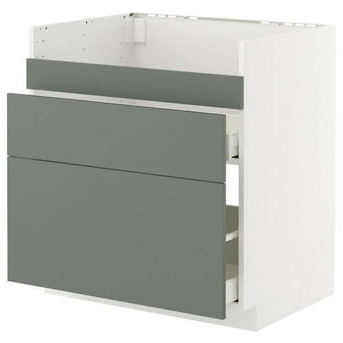 METOD / MAXIMERA - METOD / MAXIMERA Base cb f HAVSEN snk/3 frnts/2 drws, white/Nickebo matt grey-green, 80x60 cm