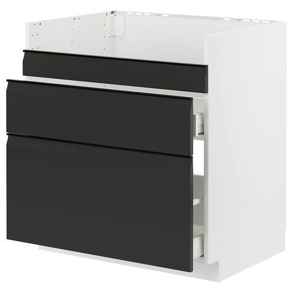 METOD / MAXIMERA base cb f HAVSEN snk/3 frnts/2 drws, white/Upplöv matt anthracite, 80x60 cm