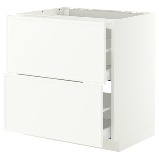 METOD / MAXIMERA base cab f hob/2 fronts/2 drawers, white/Aspudden matt white, 80x60 cm