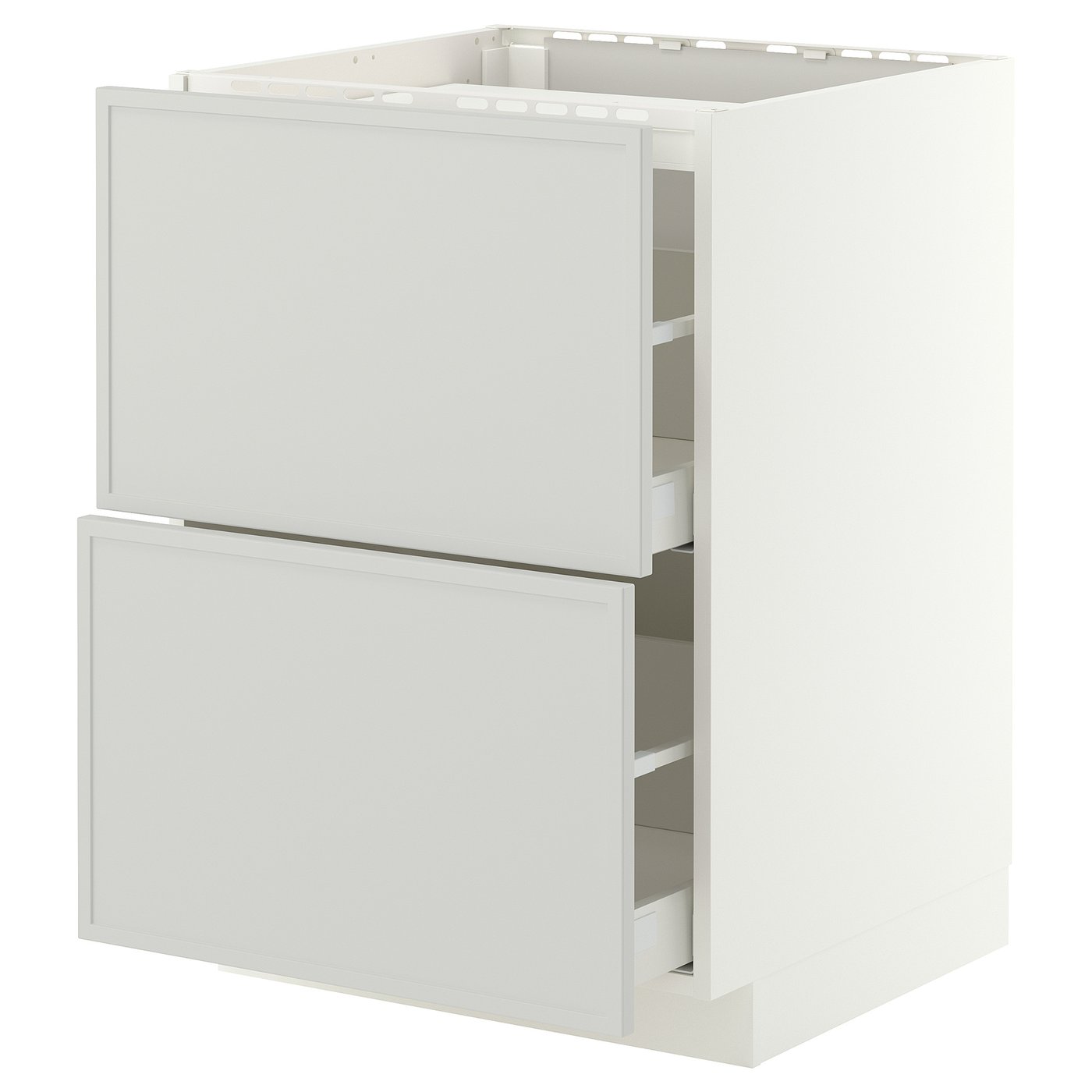 METOD / MAXIMERA base cab f hob/2 fronts/2 drawers, white/Aspudden light grey, 60x60 cm