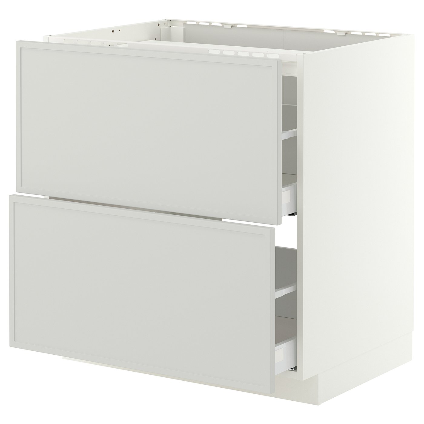METOD / MAXIMERA base cab f hob/2 fronts/2 drawers, white/Aspudden light grey, 80x60 cm