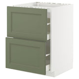 METOD / MAXIMERA base cab f hob/2 fronts/2 drawers, white/Axstad grey-green, 60x60 cm