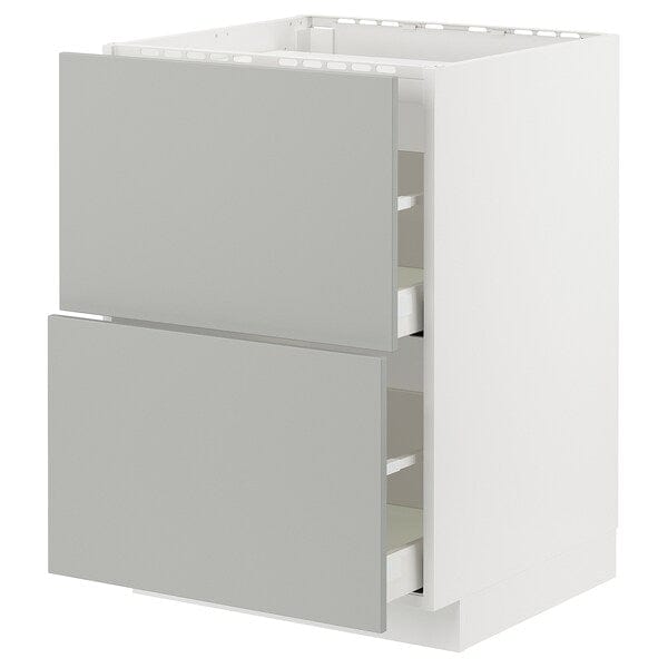 Ikea METOD / MAXIMERA - Base cab f hob/2 fronts/2 drawers, white/Havstorp light grey, 60x60 cm