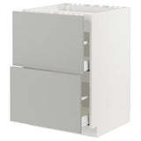 METOD / MAXIMERA base cab f hob/2 fronts/2 drawers, white/Havstorp light grey, 60x60 cm