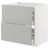 METOD / MAXIMERA base cab f hob/2 fronts/2 drawers, white/Havstorp light grey, 80x60 cm