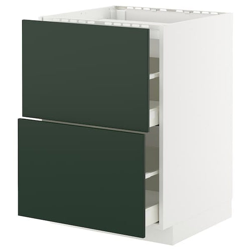 METOD / MAXIMERA base cab f hob/2 fronts/2 drawers, white/Havstorp deep green, 60x60 cm