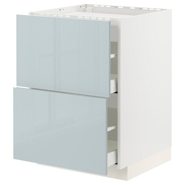 Ikea METOD / MAXIMERA - Base cab f hob/2 fronts/2 drawers, white/Kallarp light grey-blue , 60x60 cm