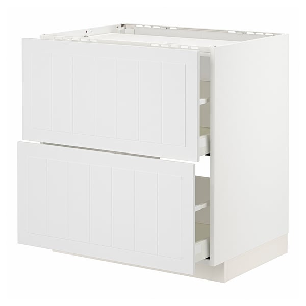METOD / MAXIMERA base cab f hob/2 fronts/2 drawers, white/Stensund white, 80x60 cm