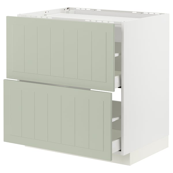 METOD / MAXIMERA base cab f hob/2 fronts/2 drawers, white/Stensund light green, 80x60 cm