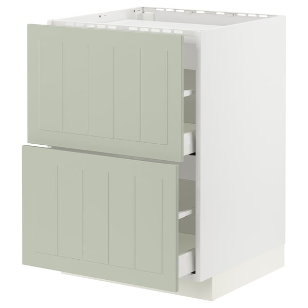 METOD / MAXIMERA base cab f hob/2 fronts/2 drawers, white/Stensund light green, 60x60 cm