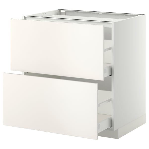 Ikea METOD / MAXIMERA - Base cab f hob/2 fronts/2 drawers, white/Veddinge white, 80x60 cm